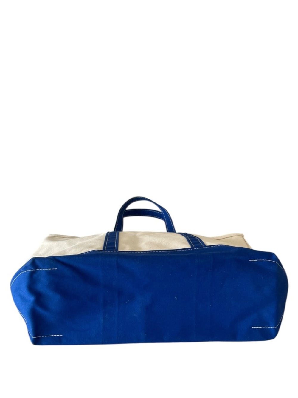 LL Bean Boat and Tote Canvas Big Large Bag Blue Straps Crinkled - Picture 4 of 6
